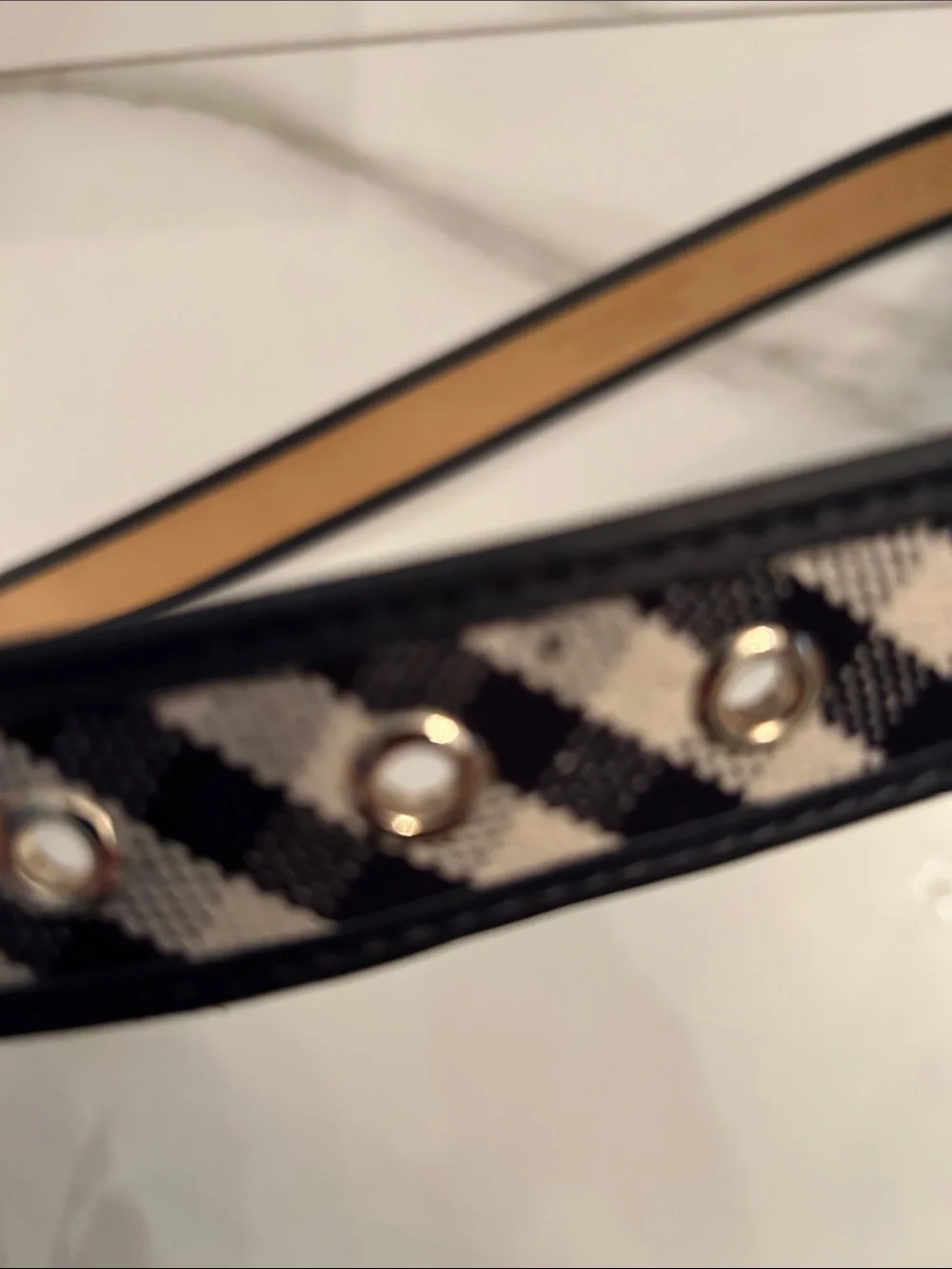 Black Patterned Women's Belt with Silver Buckle